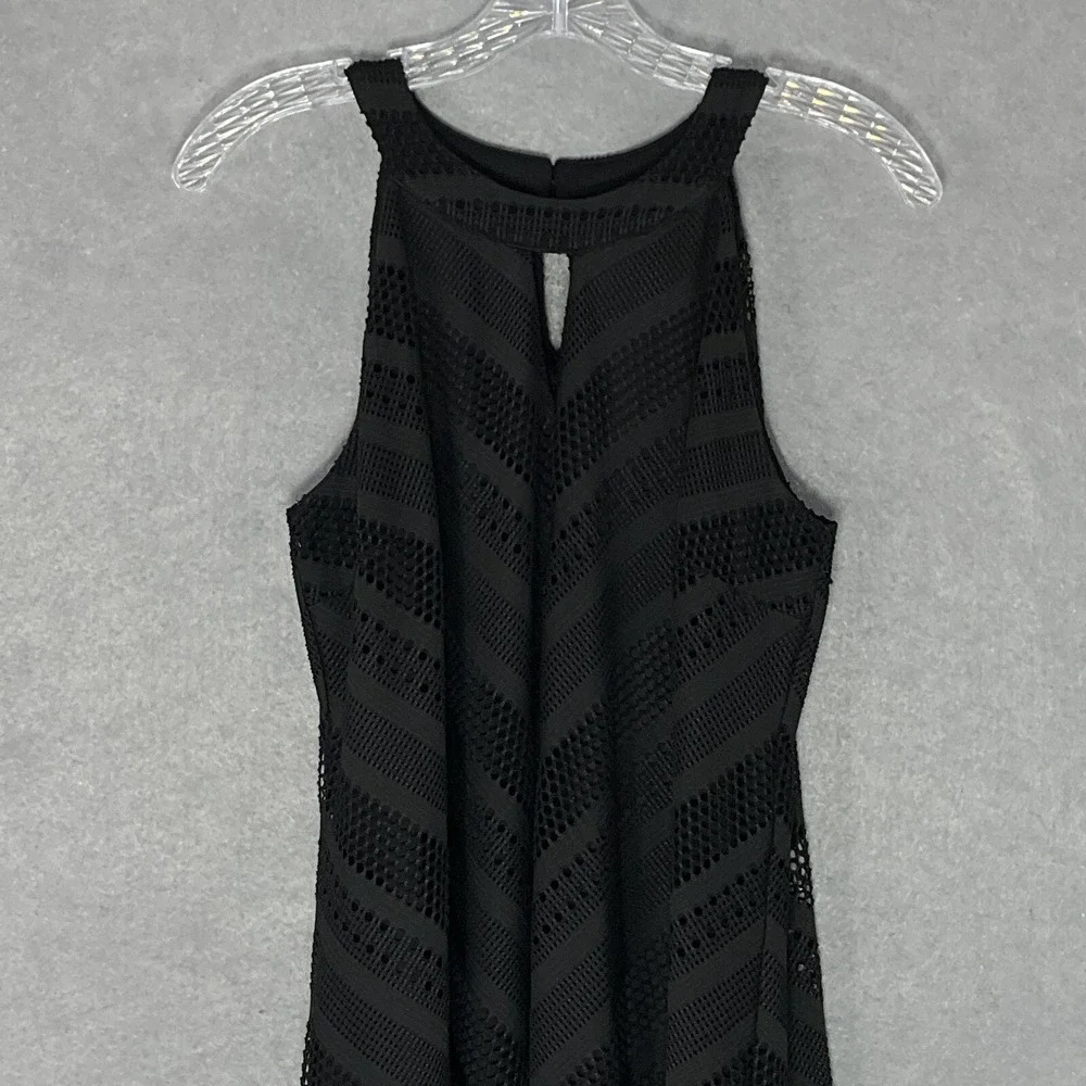 Roz & Ali Dress Womens Sz L Black Halter Cut‎ Out Eyelet Sleeveless Fit & Flare